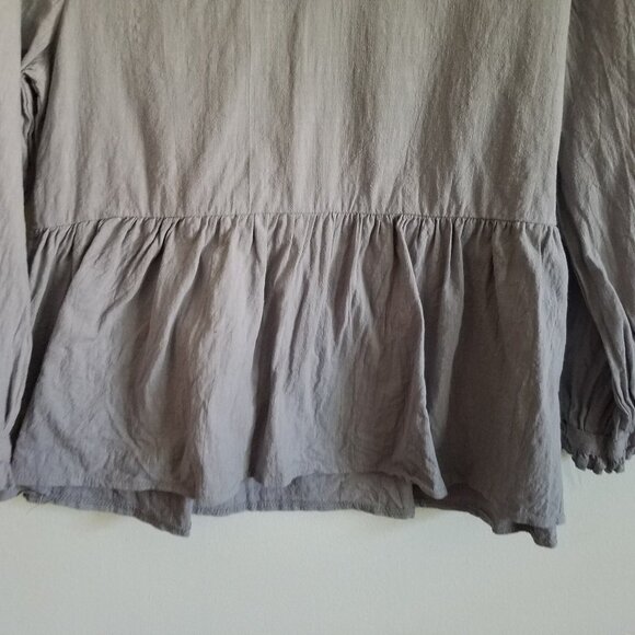 Velzera Floral Embroidered Peplum Peasant Cotton Blouse Large - Picture 8 of 11